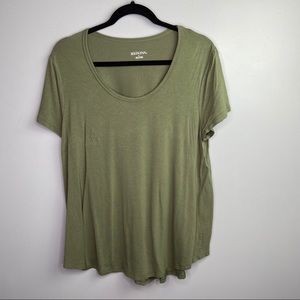 Womens green scoop neck short sleeve top Sz large